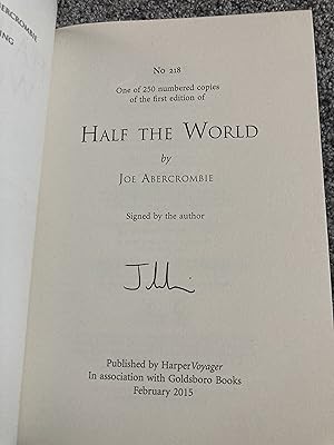 Seller image for HALF THE WORLD: UK SIGNED LIMITED EDITION HARDCOVER #218/250 for sale by Books for Collectors