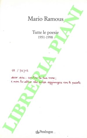 Imagen del vendedor de Tutte le poesie. 1951-1998. a la venta por Libreria Piani
