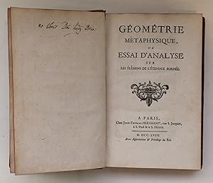 Géométrie métaphysique ou essai d'analyse sur les éléments de l'étendue bornée