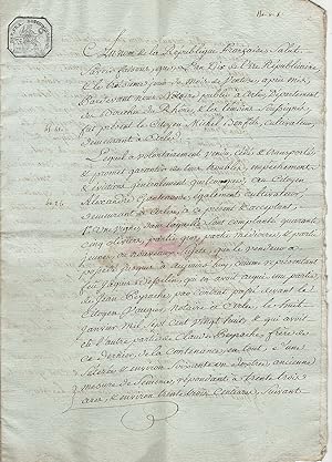 Contrat manuscrit passé entre Michel Bonfils et Alexandre Ganteaume, tous deux cultivateurs à Arl...
