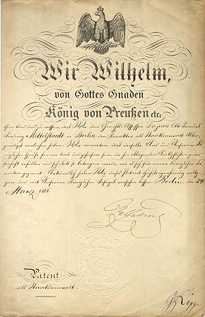 King Wilhelm I of Prussia autograph, document signed