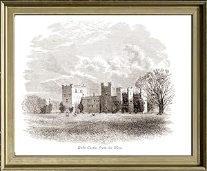 Raby Castle,West Side,Antique Print