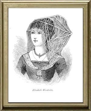 Elizabeth Woodville ,Antique Portrait Print