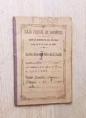CARTILLA CAJA POSTAL DE AHORROS. Cartilla Serie I., expedida por la Oficina de Correos de Sevilla...