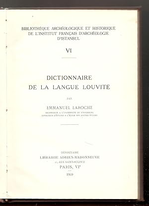 Seller image for Dictionnaire de la langue louvite for sale by Libreria antiquaria Atlantis (ALAI-ILAB)