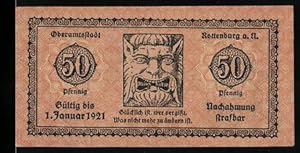 Notgeld Rottenburg a. N. 1921, 50 Pfennig, Steinrelief