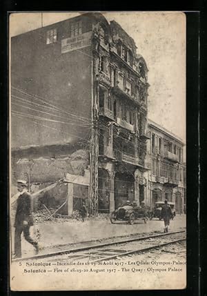 Immagine del venditore per Ansichtskarte Salonique, Incendie des 18-20 Aout 1917, Les Quais Olympos-Palace venduto da Bartko-Reher