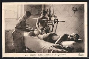 Carte postale Vichy, Etablissement thermal, Massage sous l`eau