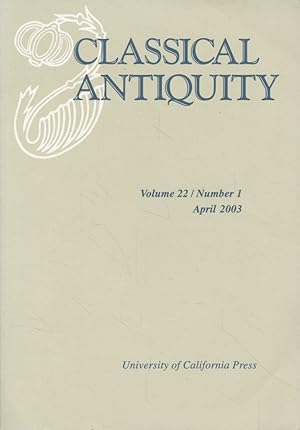 Seller image for Classical Antiquity, Vol. 22, No. 1. for sale by Fundus-Online GbR Borkert Schwarz Zerfa