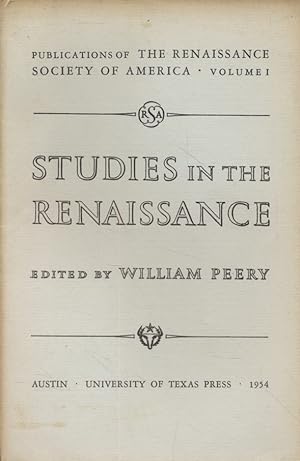 Seller image for Studies in the Renaissance, Vol. I. Publications of the Renaissance Society of America. for sale by Fundus-Online GbR Borkert Schwarz Zerfa