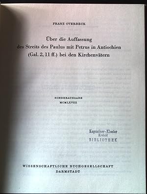 Imagen del vendedor de ber die Auffassung des Streits des Paulus mit Petrus in Antiochien (Gal. 2, 11 ff.) bei den Kirchenvtern. a la venta por books4less (Versandantiquariat Petra Gros GmbH & Co. KG)