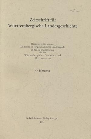 Zeitschrift für Württembergische Landesgeschichte, 43. Jahrgang.