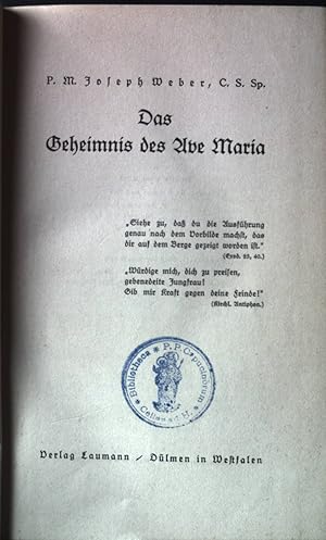 Bild des Verkufers fr Das Geheimnis des Ave Maria. zum Verkauf von books4less (Versandantiquariat Petra Gros GmbH & Co. KG)