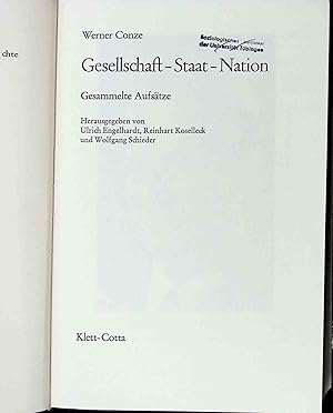 Bild des Verkufers fr Gesellschaft - Staat - Nation : gesammelte Aufstze. Industrielle Welt ; Bd. 52 zum Verkauf von books4less (Versandantiquariat Petra Gros GmbH & Co. KG)