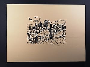 Bild des Verkufers fr Original Linolschnitt. "Bei Certaldo". Signiert. 1994 Kunstdruckpapier, Blattgre 20,6 x 30 cm zum Verkauf von ANTIQUARIAT Franke BRUDDENBOOKS