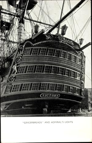 Image du vendeur pour Ansichtskarte / Postkarte Britisches Kriegsschiff, HMS Victory, Gingerbreads, Admiral's Lights mis en vente par akpool GmbH