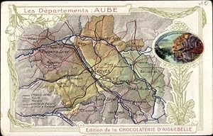 Landkarten Ansichtskarte / Postkarte Aube, Bar sur Seine, Troyes, Schokoladenfabrik Aiguebelle
