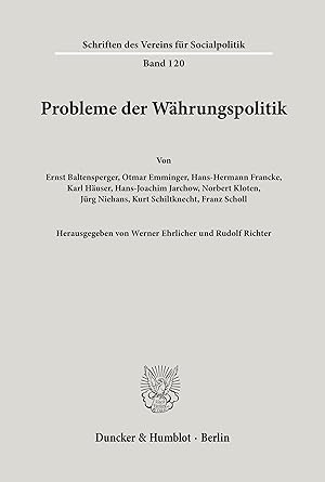 Seller image for Probleme der Waehrungspolitik. for sale by moluna