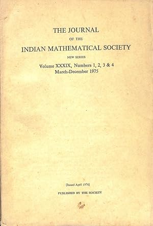 Seller image for The Journal of the Indian Mathematical Society Vol. XXXIX, No. 1, 2, 3 & 4 for sale by Majestic Books