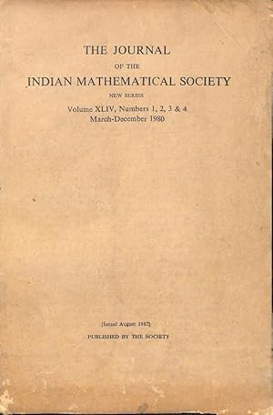 Seller image for The Journal of the Indian Mathematical Society Vol. XLIV, No. 1,2,3 & 4 for sale by Majestic Books