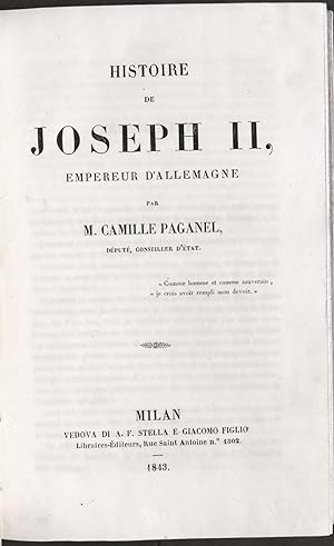 Image du vendeur pour M. Camille Paganel - Histoire de Joseph II Empereur d'Allemagne - ed. 1843 mis en vente par Chartaland