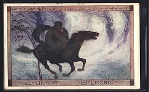 Imagen del vendedor de Knstler-Ansichtskarte Brder Kohn (B.K.W.I) Nr. 766-6: Erlknig, Wer reitet so spt durch Nacht und Wind? a la venta por Bartko-Reher