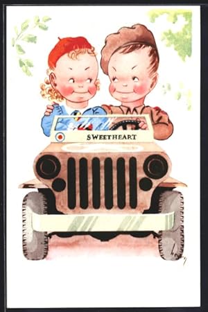 Künstler-Postcard Britischer Soldat mit seinem Sweetheart