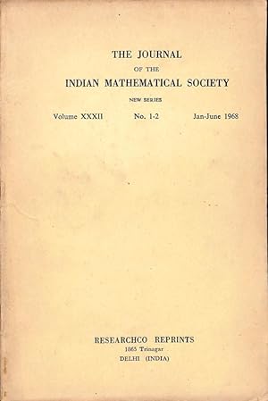 Seller image for The Journal of the Indian Mathematical Society Vol. XXXII No. 1-2 for sale by Majestic Books