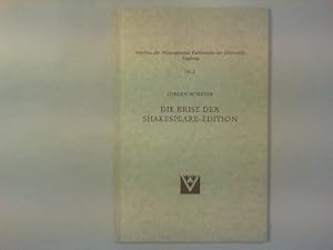 Bild des Verkufers fr Die Krise der Shakespeare-Edition. zum Verkauf von Antiquariat Matthias Drummer