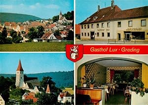 Postkarte Carte Postale 73917356 Greding Gasthof Lux Gastraum Ortsansicht mit Kirche