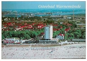 Postkarte Carte Postale 73917758 Warnemuende Ostseebad Fliegeraufnahme mit Hotel Neptun