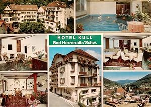 Seller image for Postkarte Carte Postale 73919124 Bad Herrenalb Hotel Kull mit Jaegerstube Hallenbad Terrasse Gastraeume for sale by Versandhandel Boeger