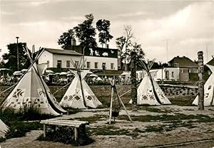 Bild des Verkufers fr Postkarte Carte Postale 73922719 Bernburg Saale HO Eiscafe Baerenburg mit Indianerdorf zum Verkauf von Versandhandel Boeger