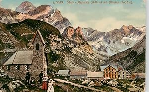 Postkarte Carte Postale 13925285 Saentis 2504m AR Panorama mit Kirche Meglisalp und Altmann