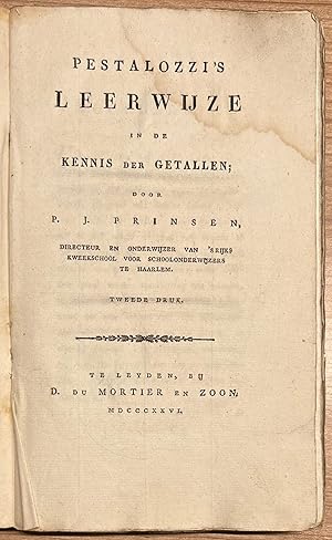 Schoolbook, 1826, Mathematics | Pestalozzi's Leerwijze in de Kennis der Getallen. Te Leyden, bij ...