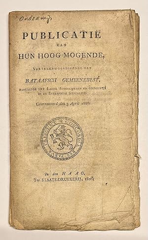 Batavian Republic, 1806, School Book | Publicatie van Hun Hoog Mogende, Vertegenwoordigende het B...