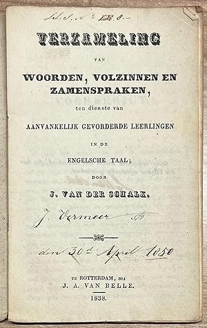 Schoolbook, 1838, English | Verzameling van Woorden, Volzinnen en Zamenspraken, ten dienste van A...