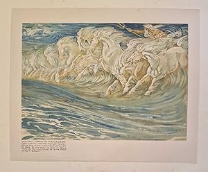 Neptune's Horses, 1898 Colour Lithograph Antique Art Print