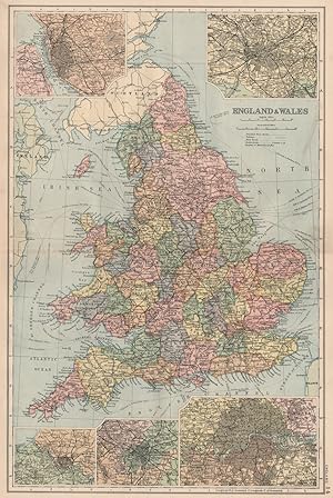 England & Wales; Inset maps of Liverpool; Manchester; Bristol; Birmingham; Surrey