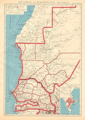 Senegal et Mauritanie - Politiques. Inset: Dakar