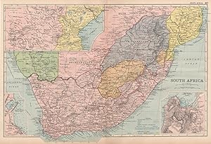 South Africa; Inset maps of Environs of Cape Town; Continuation of Map; Port Natal; Port Elizabeth