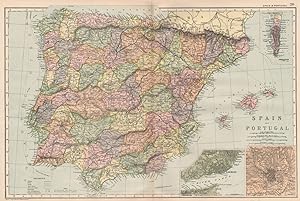 Spain & Portugal; Inset maps of Gibraltar; Lisbon; Madrid