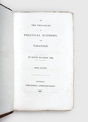 Bild des Verkufers fr On the Principles of Political Economy and Taxation. Third edition. zum Verkauf von Peter Harrington.  ABA/ ILAB.