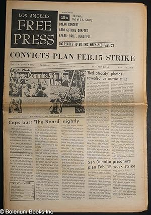 Seller image for Los Angeles Free Press: vol. 5 #5 (#185), February 2-8,1968. "'Red atrocity photos revealed as movie stills;" "San Quentin prisoners plan Feb. 15 strike;" "Cops bust 'The Beard' nightly;" "Dylan concert;" "Arlo Guthrie drafted;" "Beard: brief, beautiful;" [headlines] for sale by Bolerium Books Inc.