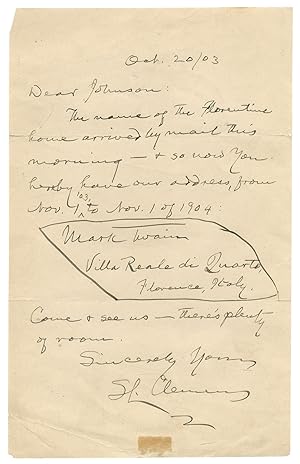 One-page Autograph Letter Signed as both Twain and Clemens