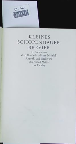 Bild des Verkufers fr Kleines Schopenhauer-Brevier. zum Verkauf von Antiquariat Bookfarm