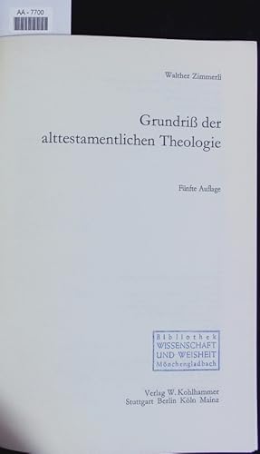 Bild des Verkufers fr Grundri der alttestamentlichen Theologie. zum Verkauf von Antiquariat Bookfarm