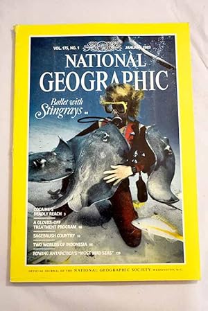 Immagine del venditore per National Geographic Magazine, Ao 1989, vol. 175, n 1:: Coca: an ancient indian herb turns deadly; Straight: a gloves-off treatment program; Sagebrush country America's outback; Ballet with stingrays; Indonesia: two worlds, time apart; Rowing Antarctica's "most mad seas" venduto da Alcan Libros