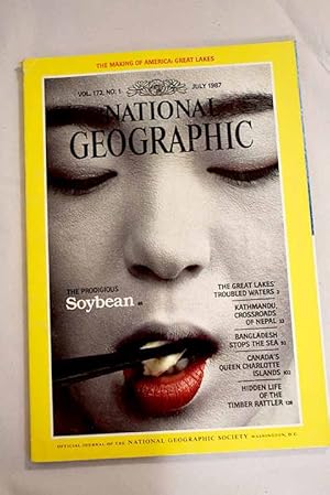 Immagine del venditore per National Geographic Magazine, Ao 1987, vol. 172, n 1:: The great lakes troubled waters; At the crossroads of Kathmandu: new forces the Gods; Soybean; They stopped the sea; Canada's Queen Charlotte Islands: homeland of the Haida; Hidden life of the timber rattler venduto da Alcan Libros