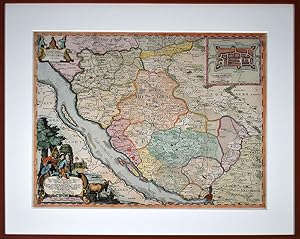 Landtcarte von der Grafschaft Pinnenberg, 1650. [Altkolorierter Kupferstich, gerahmt / handcolore...